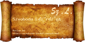 Szvoboda Lóránt névjegykártya
